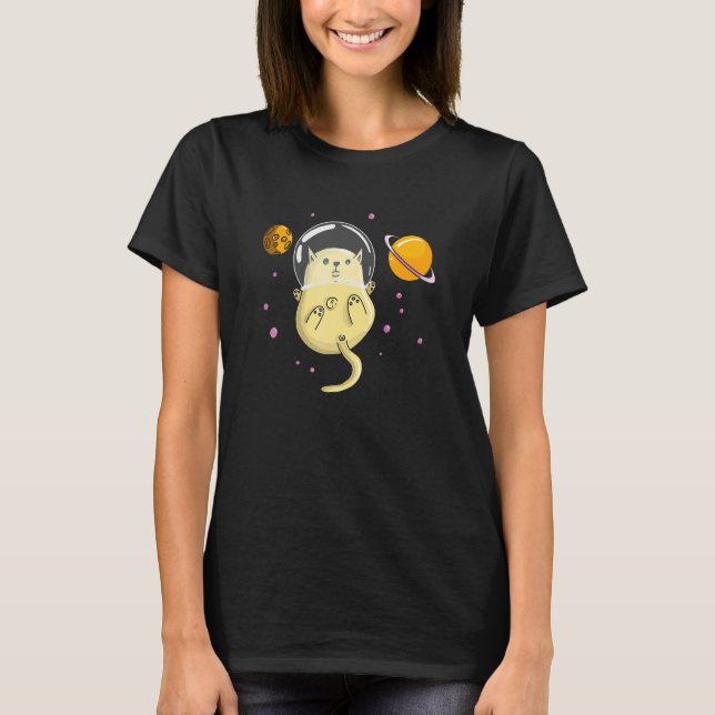 Camiseta Gato Astronauta Espacio De Gatos Para Hombres Muje (Anverso)