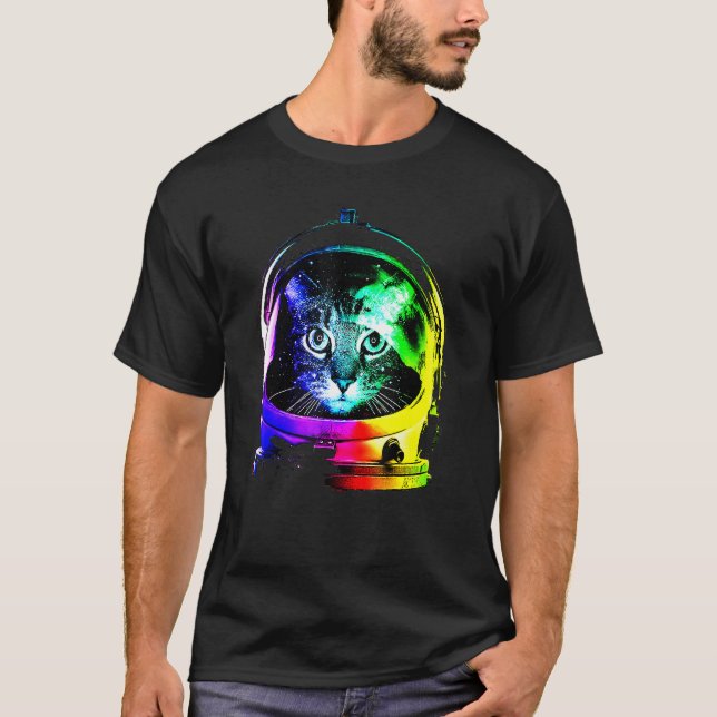 Camiseta Gato Astronauta Espacio De Gatos Para Hombres Muje (Anverso)