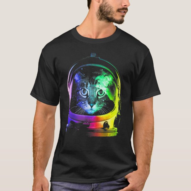 Camiseta Gato Astronauta Espacio De Gatos Para Hombres Muje (Anverso)