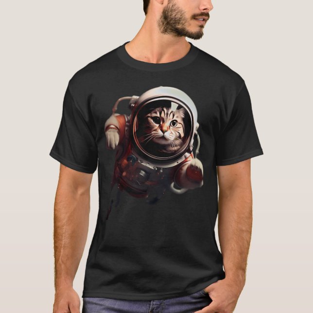 Camiseta Gato astronauta explora el universo felino (Anverso)