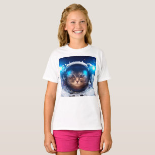 Camiseta Gato astronauta flota sobre la Tierra