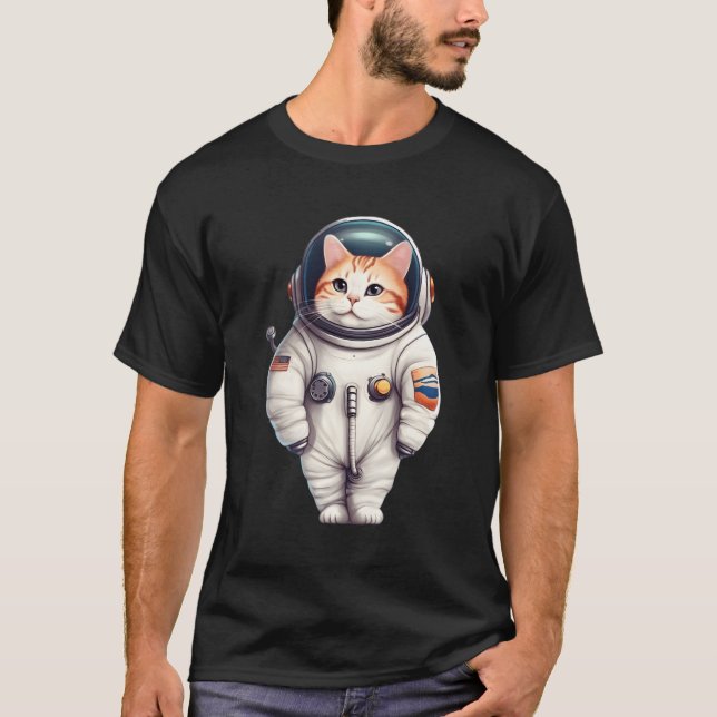 Camiseta Gato astronauta Gato Gatito Gatito Us Bandera Cien (Anverso)