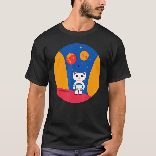 Camiseta Gato astronauta que explora planetas y ciencia (Anverso)