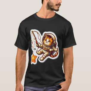 Camiseta Gato astronauta retro pescando estrellas