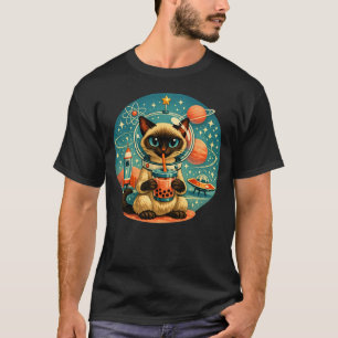 Camiseta Gato Astronauta Siamés del Espacio Exterior de la 
