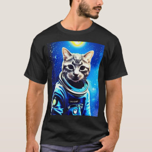 Camiseta gato astronauta Tee space cat Tee para hombres, mu