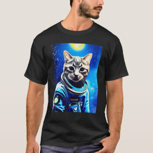 Camiseta gato astronauta Tee space cat Tee para hombres, mu