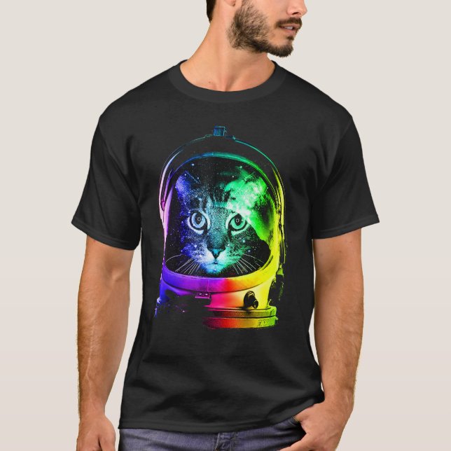Camiseta gato astronauta Tee space cat Tee para hombres muj (Anverso)