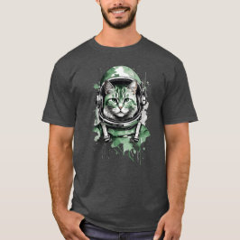 Camiseta Gato Astronauta Verde Splash