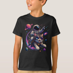 Camiseta Gato astronauta viajando por el espacio
