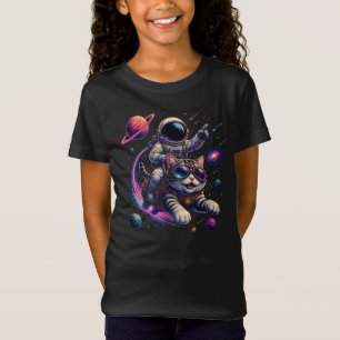 Camiseta Gato astronauta viajando por el espacio