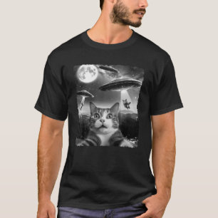 Camiseta Gato Asustado Divertido Selfie con Ovnis Alien Reg