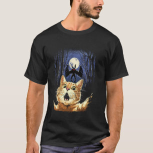 Camiseta Gato Asustado Selfie Gato Con Criptido Monstruo Mo