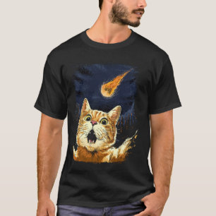 Camiseta Gato Asustado Selfie Gato Meteorito Impacto Astero