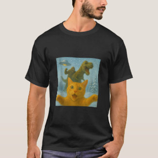 Camiseta Gato Asustado Sorprendido Divertido Selfie T Rex D