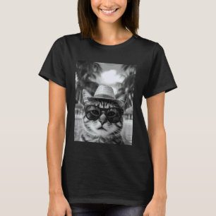 Camiseta Gato atigrado divertido selfie gato vacaciones de