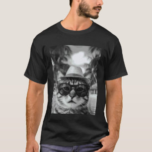 Camiseta Gato atigrado divertido selfie gato vacaciones de