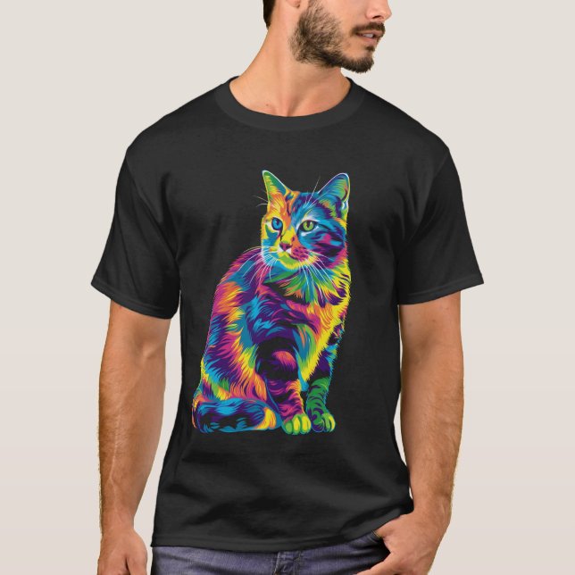 Camiseta Gato Atigrado Gato Naranja Popart (Anverso)