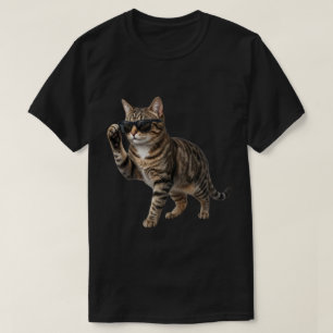 Camiseta Gato atigrado genial ajustando gafas de sol Arte