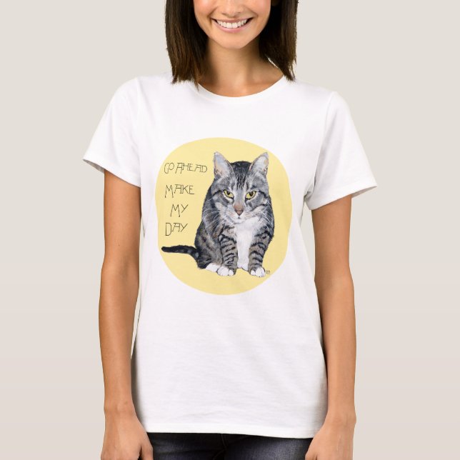 Camiseta Gato Atigrado - Haz Mi Día (Anverso)