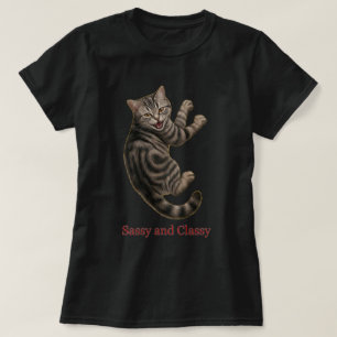 Camiseta Gato atigrado juguetón Arte Sassy Classy