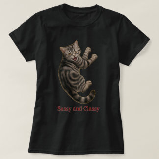 Camiseta Gato atigrado juguetón Arte Sassy Classy