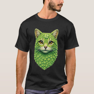 Camiseta Gato atigrado lindo con tréboles Arte del Día de S