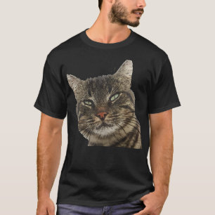 Camiseta Gato Atigrado Marrón Encantador Arte Con Contorno 