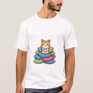 Camiseta Gato Atigrado Naranja Adorable Relajándose en una