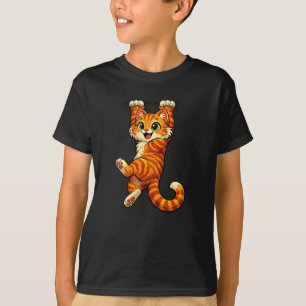 Camiseta Gato Atigrado Naranja Divertido para Niños