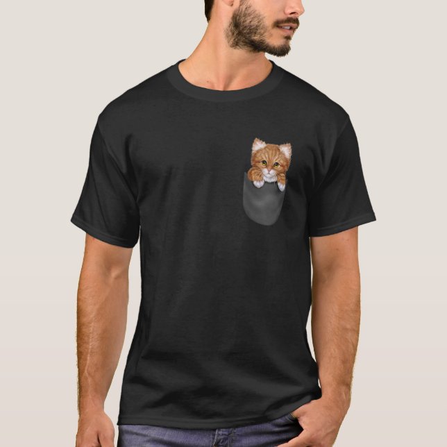 Camiseta Gato atigrado naranja en bolsillo (Anverso)