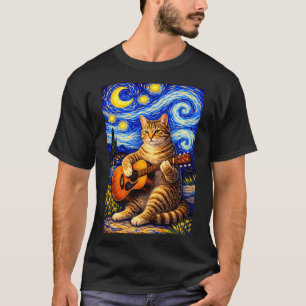 Camiseta Gato atigrado tocando la guitarra obra de arte cap