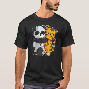 Camiseta Gato atigrado y panda animales lindos para mujeres