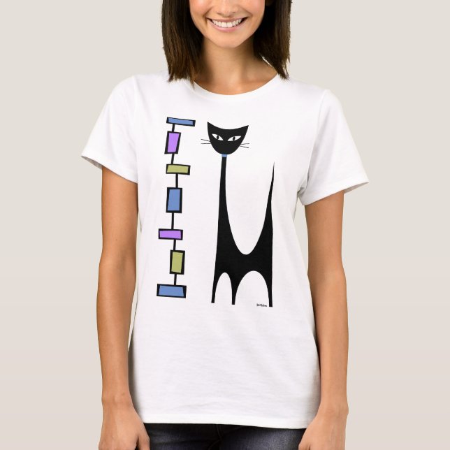 Camiseta Gato Atómico con Rectángulos Mod 2 (Anverso)