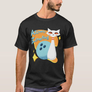 Camiseta Gato atómico en diseño de boliche moderno de media