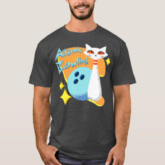 Camiseta Gato atómico gracioso en boliche moderno de mediad