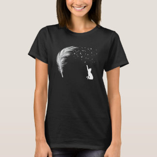 Camiseta Gato atrapando hojas voladoras de plumas geniales 