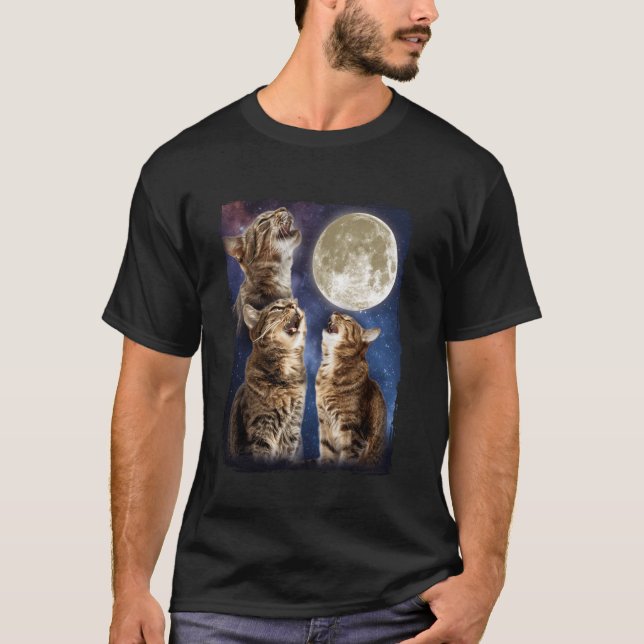 Camiseta Gato aullando a la luna (Anverso)