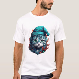 Camiseta Gato azul con un gorra