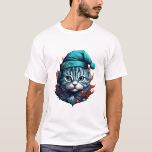 Camiseta Gato azul con un gorra