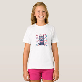 Camiseta Gato Azul Cutáneo Con Carne De Corazón | Kawaii Va