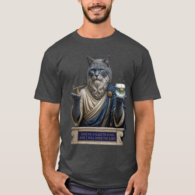 Camiseta Gato Azul Ruso Arquímedes (Anverso)