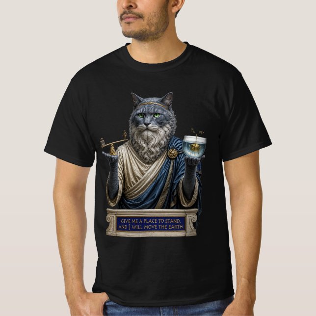 Camiseta Gato Azul Ruso Arquímedes (Anverso)