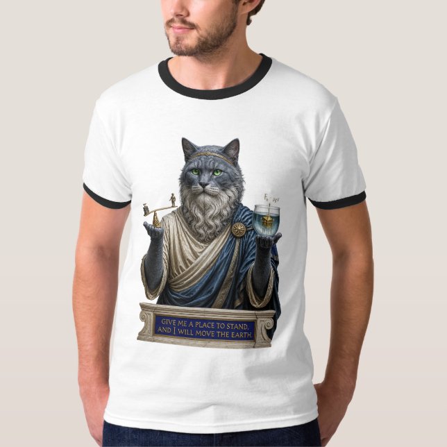 Camiseta Gato Azul Ruso Arquímedes (Anverso)