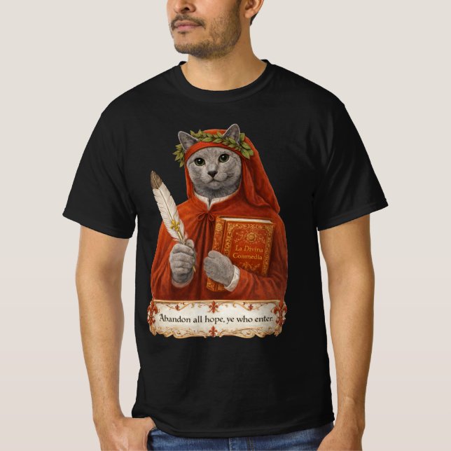 Camiseta Gato Azul Ruso Dante Alighieri (Anverso)