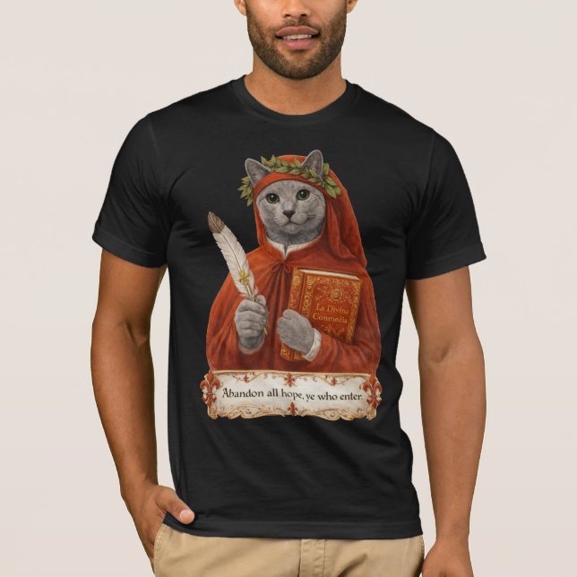 Camiseta Gato Azul Ruso Dante Alighieri (Anverso)