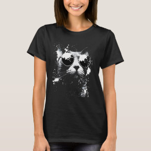 Camiseta Gato Azul Ruso Genial con Gafas de Sol Salpicadura