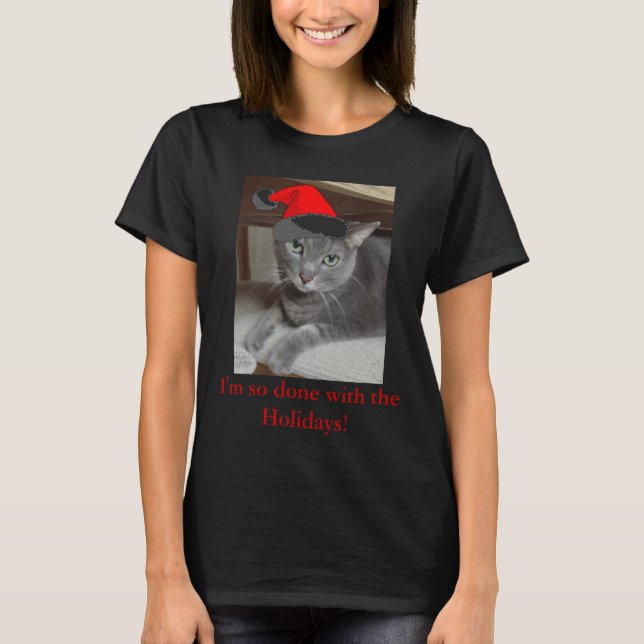 Camiseta Gato azul ruso navidad (Anverso)