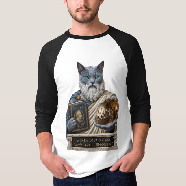 Camiseta Gato Azul Ruso Plato (Anverso)