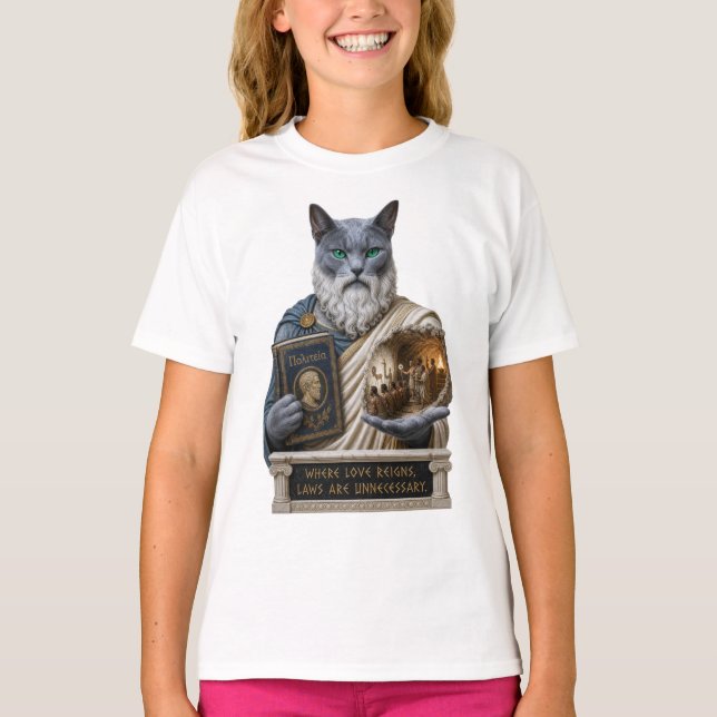 Camiseta Gato Azul Ruso Plato (Anverso)